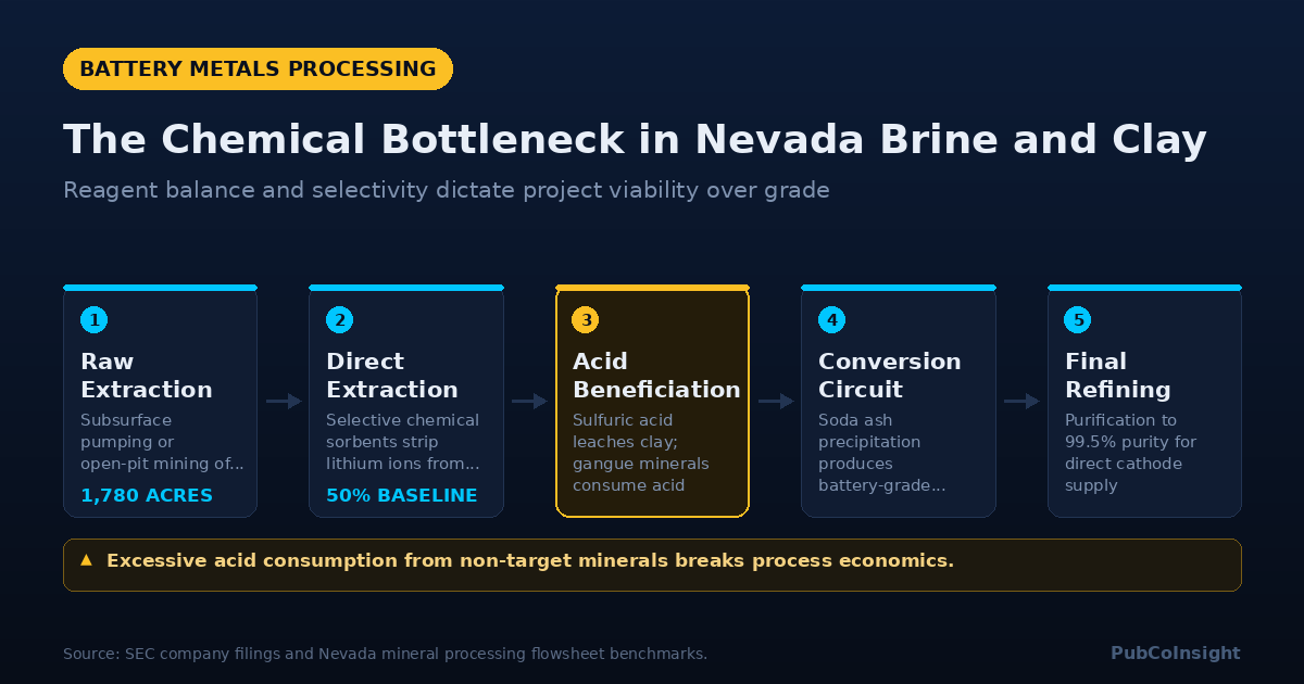The Chemical Bottleneck in Nevada Brine and Clay