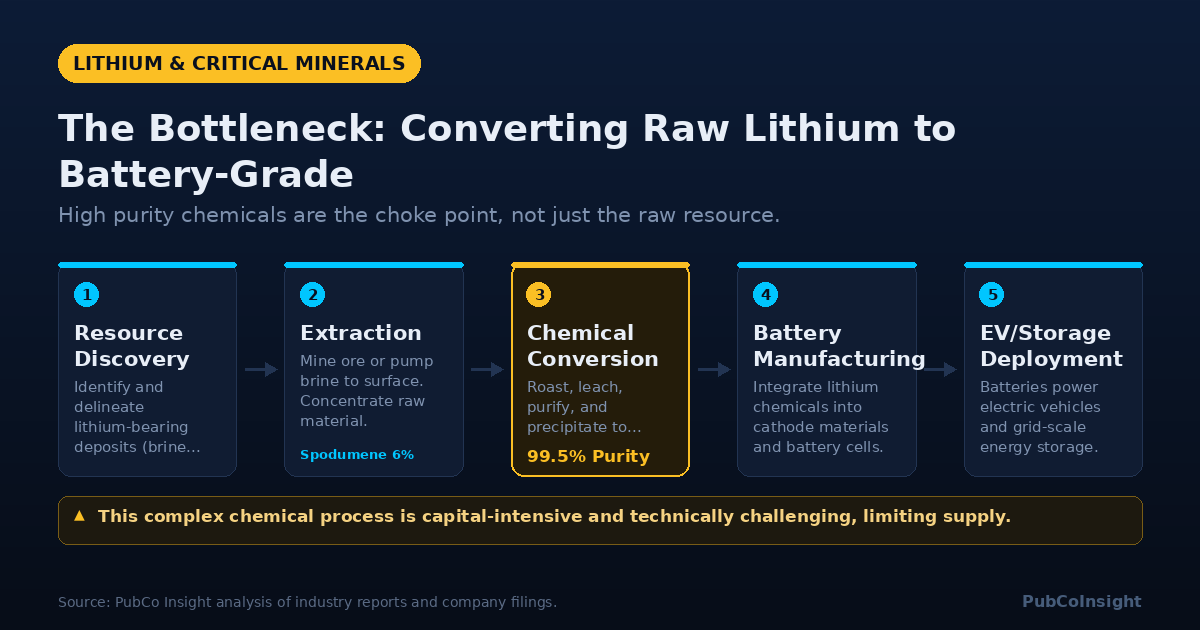 The Bottleneck: Converting Raw Lithium to Battery-Grade